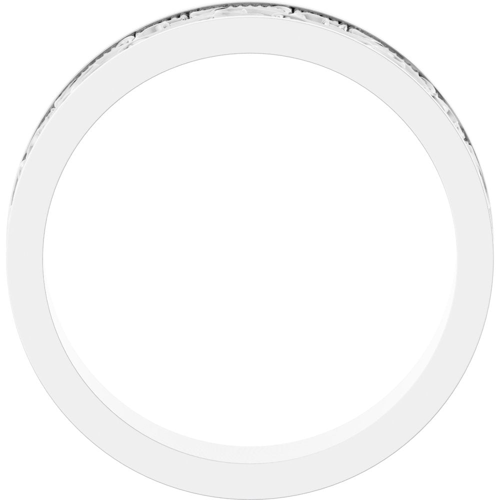10K White Gold 6 mm Milgrain Sculptural Flat Band Size 10