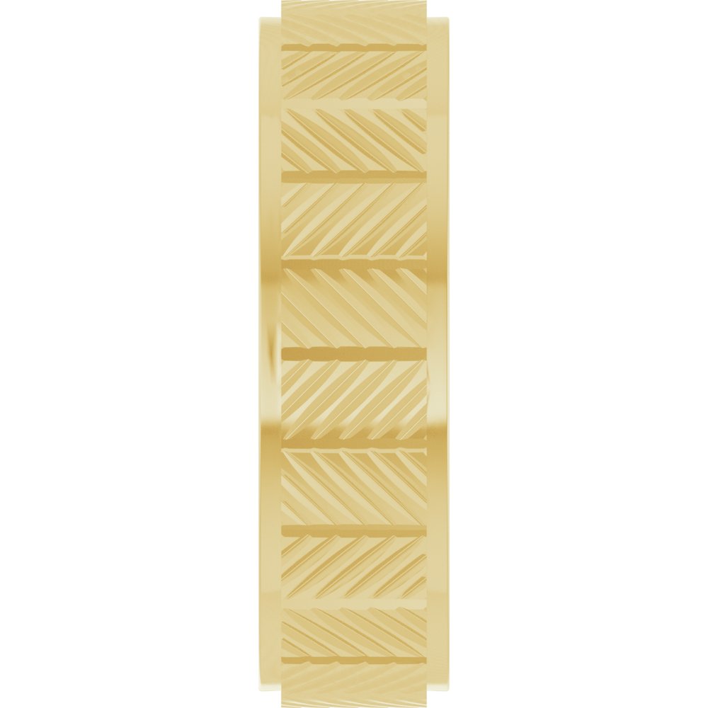 14K Yellow Gold 6 mm Chevron Grooved Flat Band Size 8