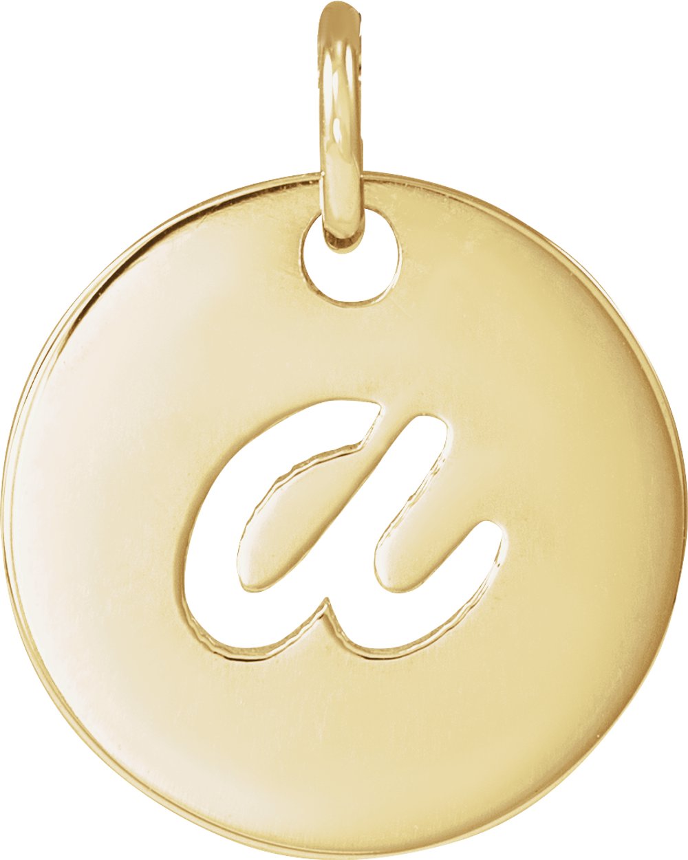 14K Yellow Gold Script Initial A Pendant