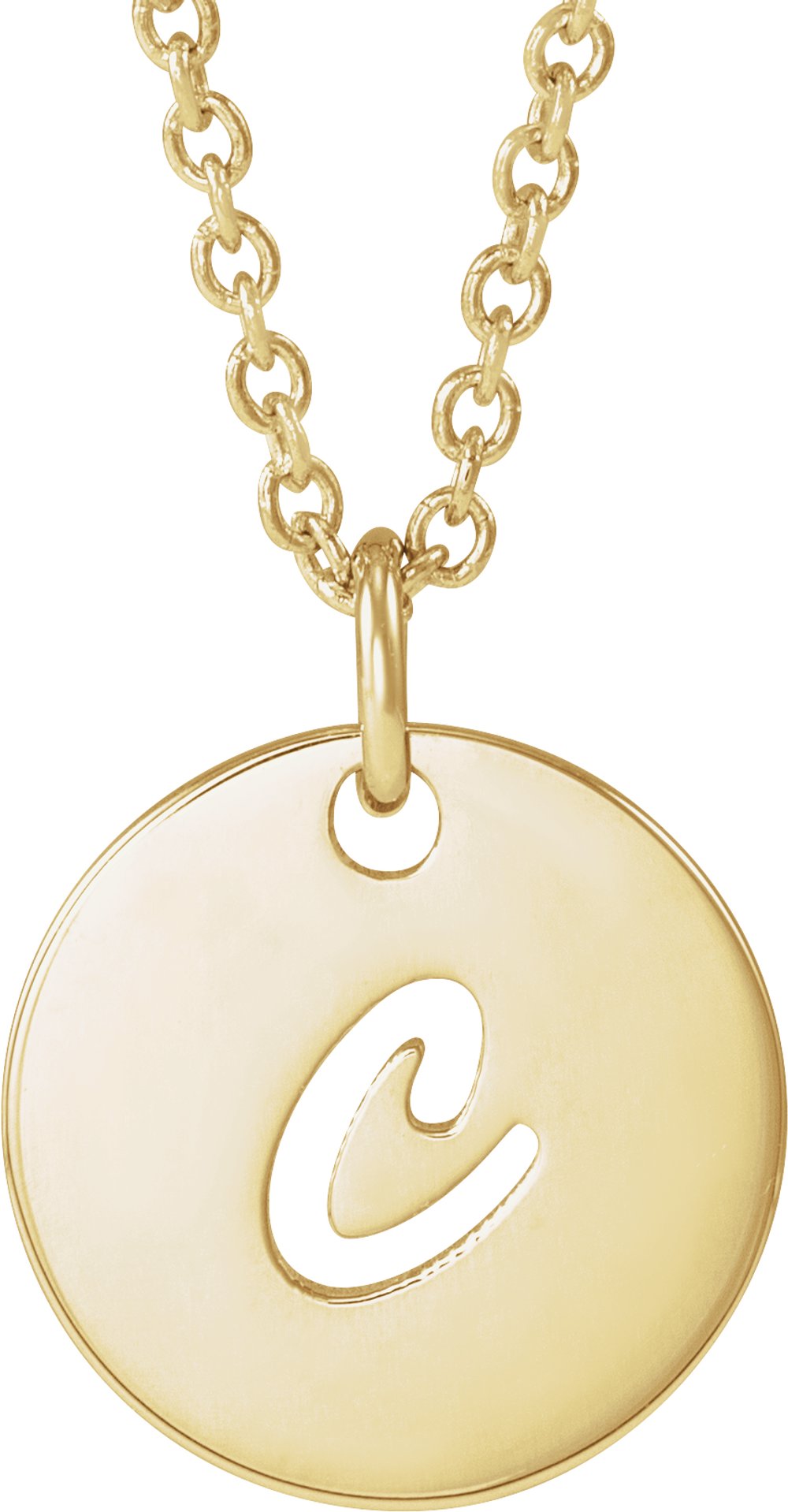 14K Yellow Script Initial C 16-18" Necklace