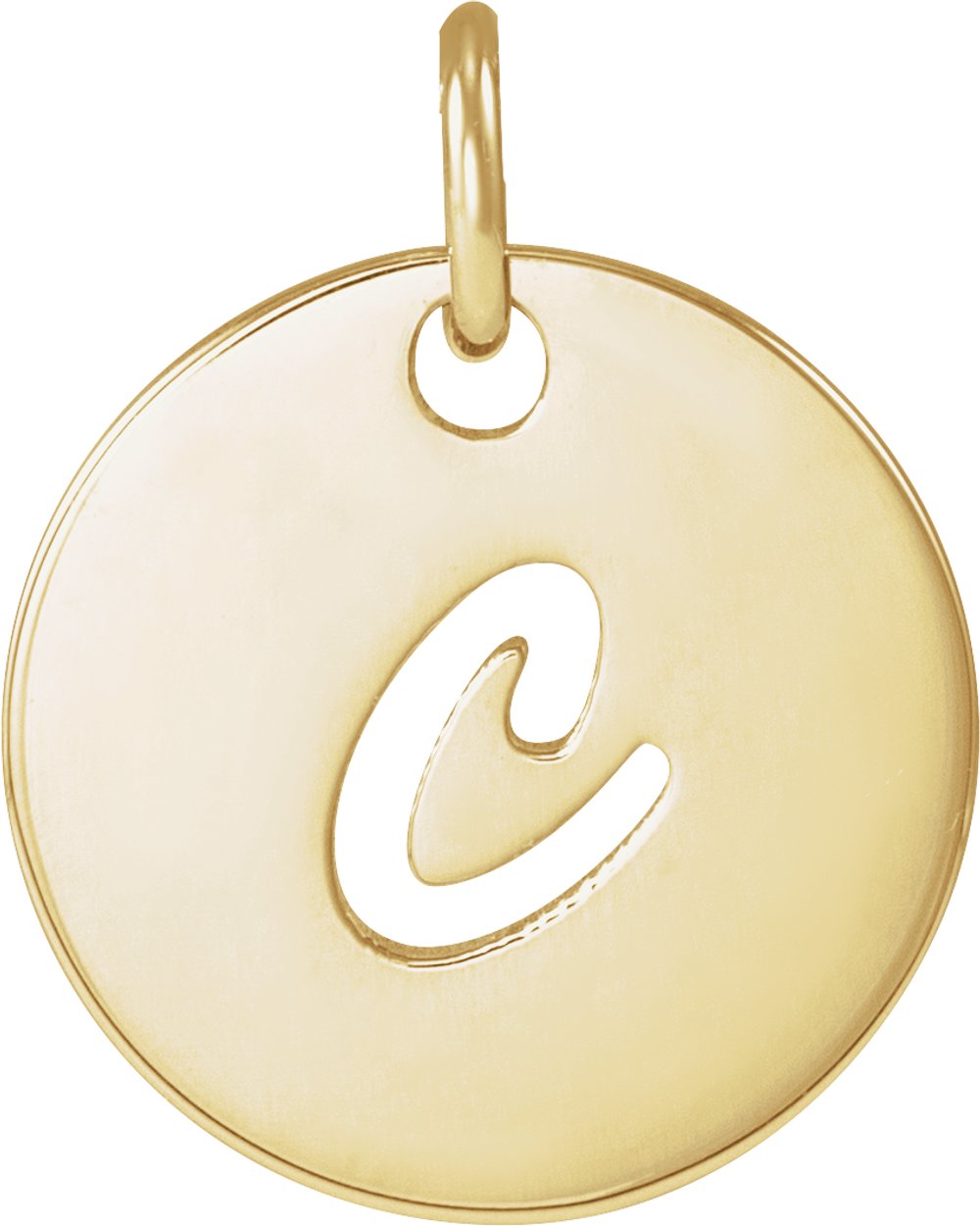 14K Yellow Gold Script Initial C Pendant