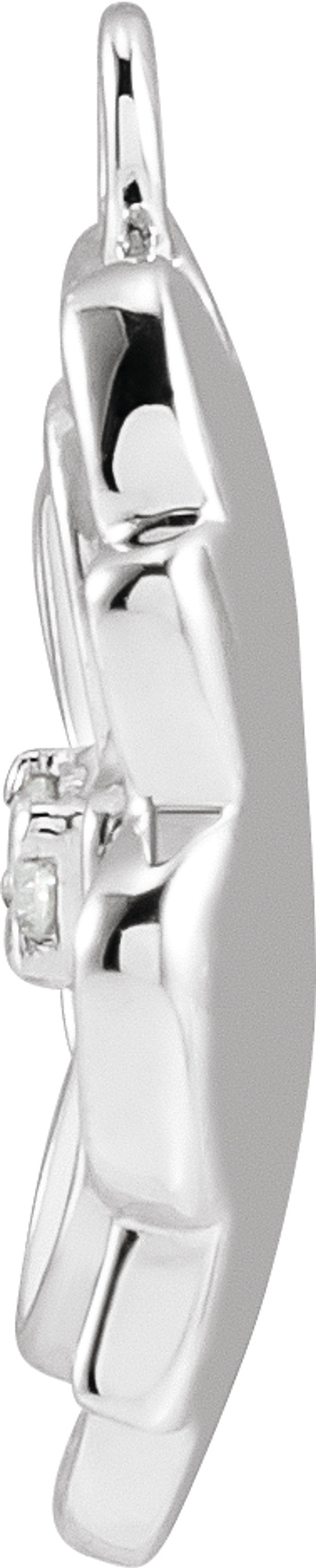 14K White Petite Pavé™ .025 CT Natural Diamond White & Green Enamel Magnolia Dangle