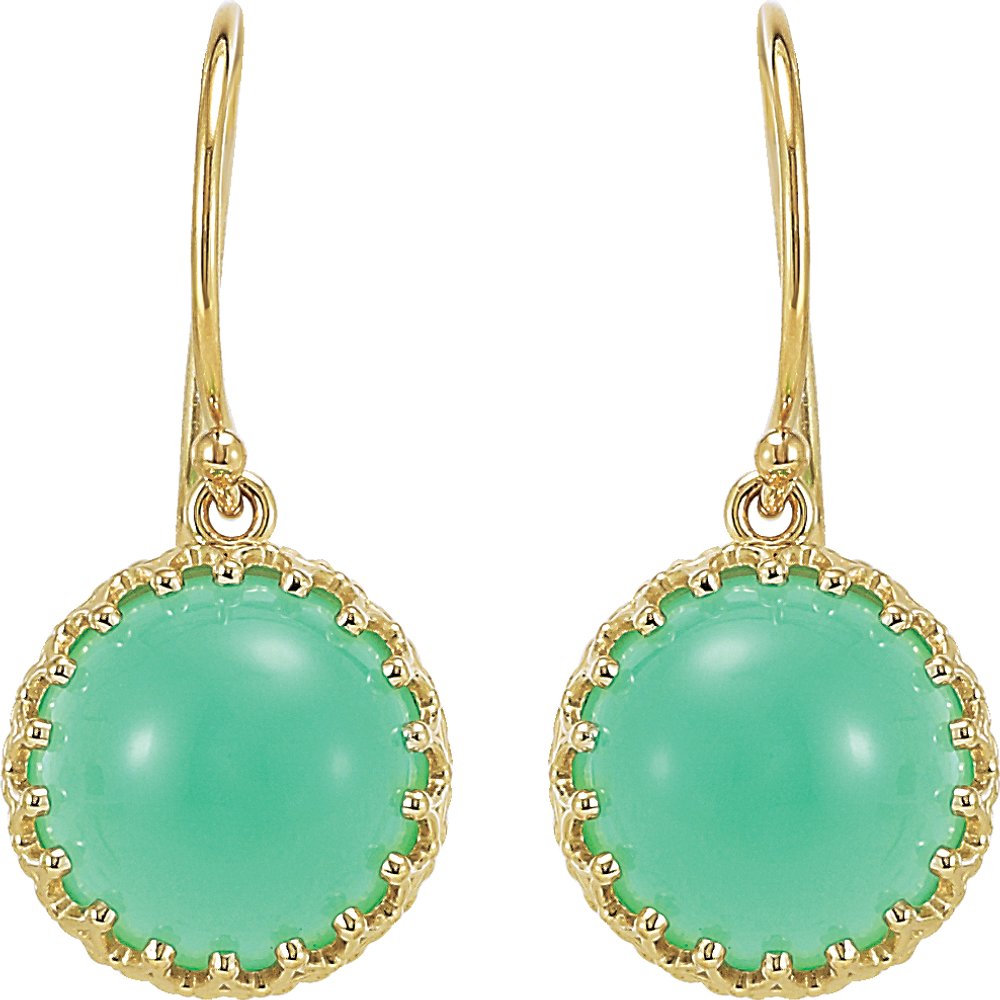 14K Yellow 10 mm Natural Chrysoprase Earrings