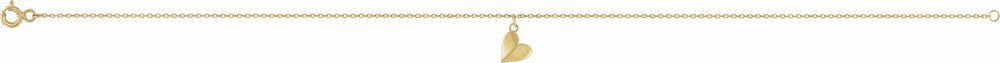 14K Yellow Gold Heart 9" Anklet