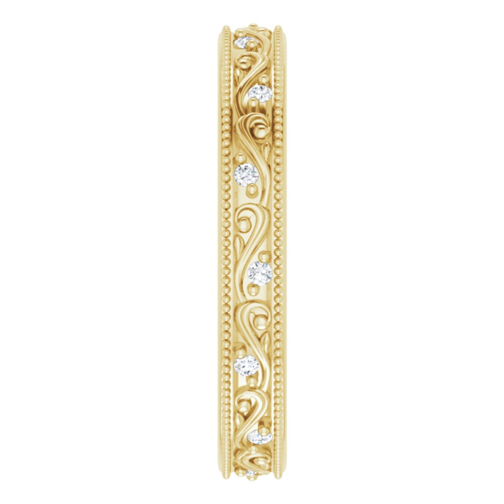 14K Yellow 1/10 CTW Natural Diamond Floral Accented Band