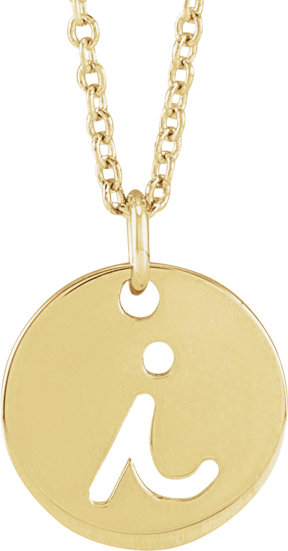 14K Yellow Script Initial I 16-18" Necklace