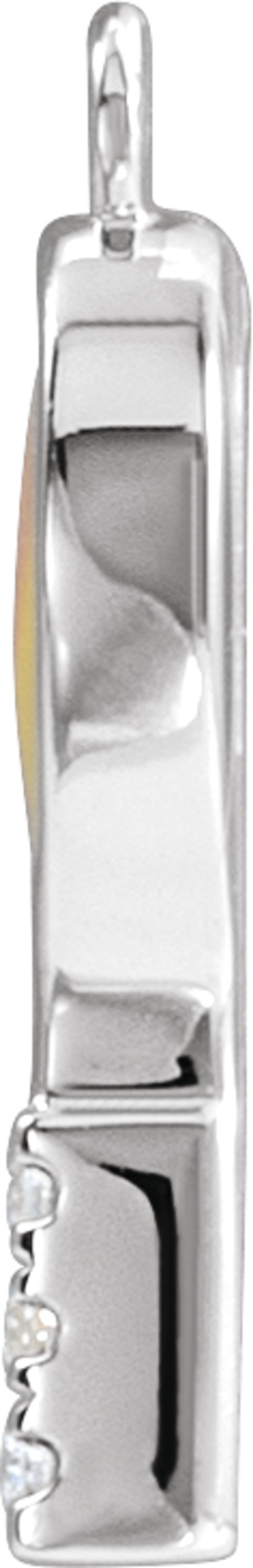 14K White Petite Pavé™ .01 CTW Natural Diamond Orange Enamel Tennis Dangle