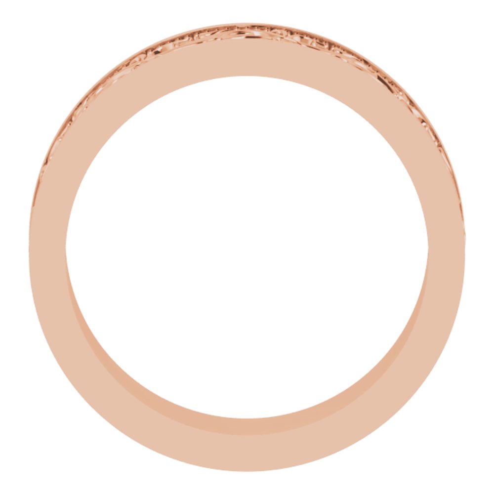 10K Rose 6 mm Milgrain Sculptural Flat Band Size 7