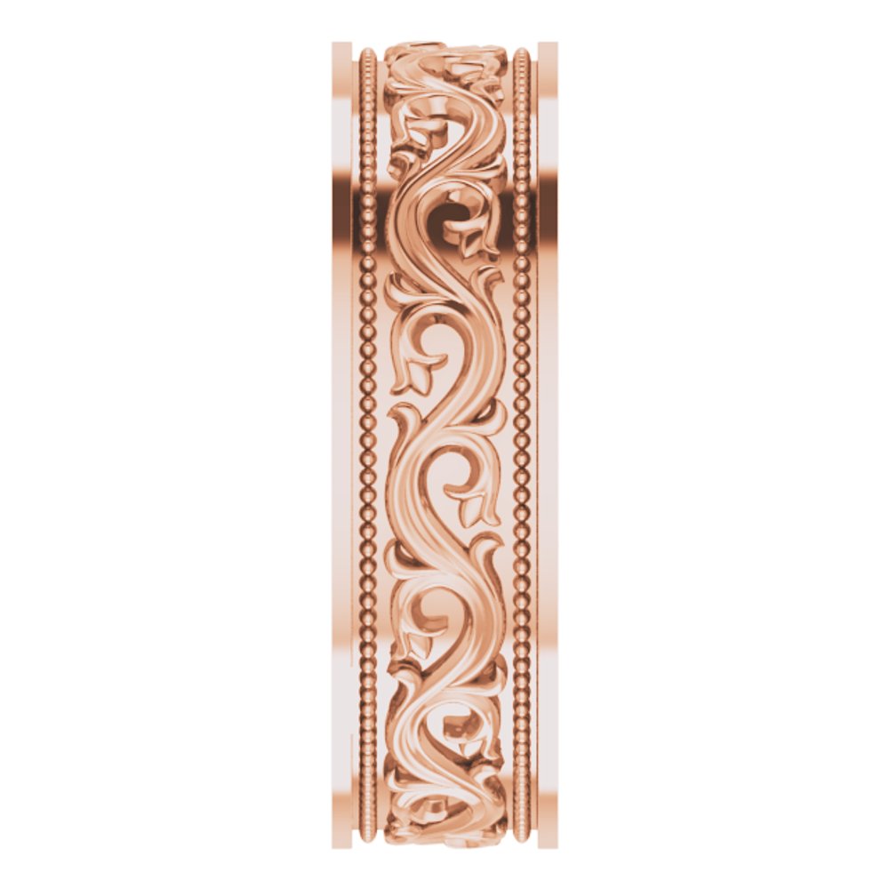10K Rose Gold 6 mm Milgrain Sculptural Flat Band Size 7