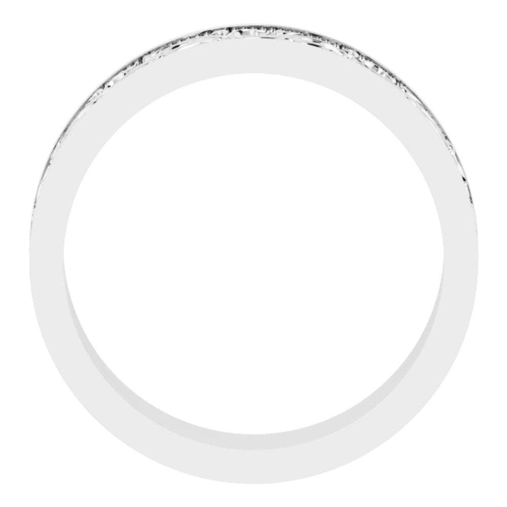 14K White Gold 6 mm Milgrain Sculptural Flat Band Size 9.5