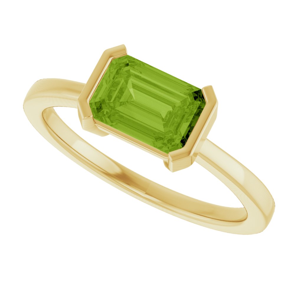 14K Yellow Gold Natural Peridot Ring