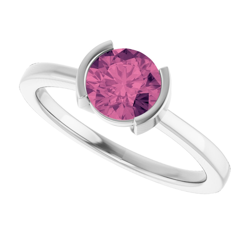 14K White Gold Natural Pink Tourmaline Ring