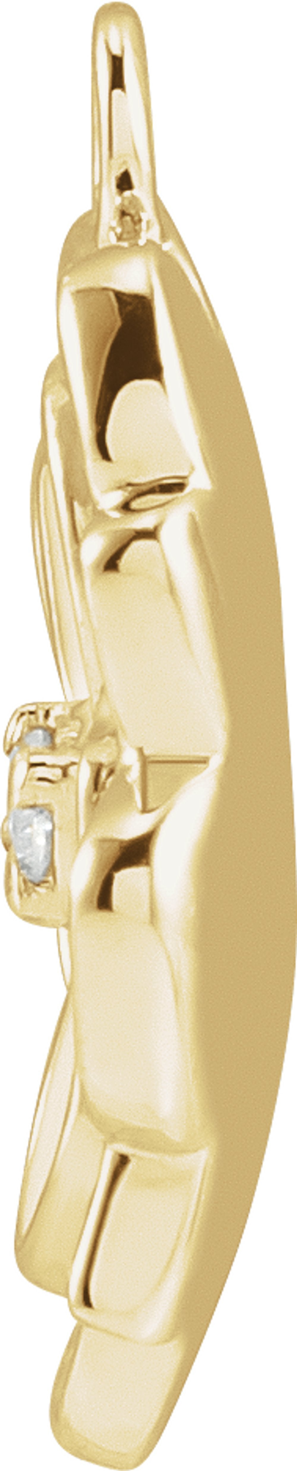 14K Yellow Petite Pavé™ .025 CT Natural Diamond White & Green Enamel Magnolia Dangle