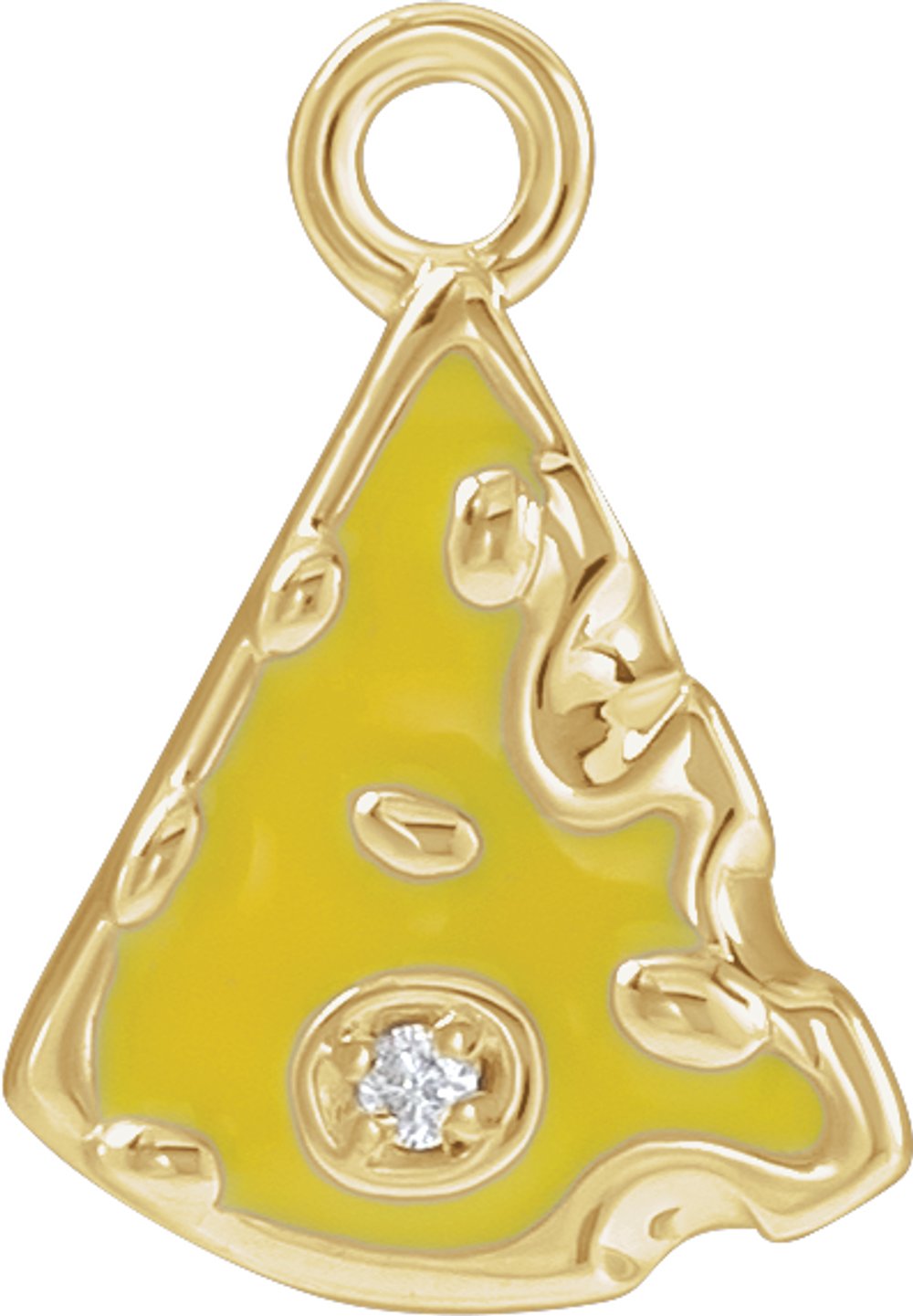 14K Yellow Petite Pavé™ .004 CT Natural Diamond Yellow Enamel Cheese Dangle