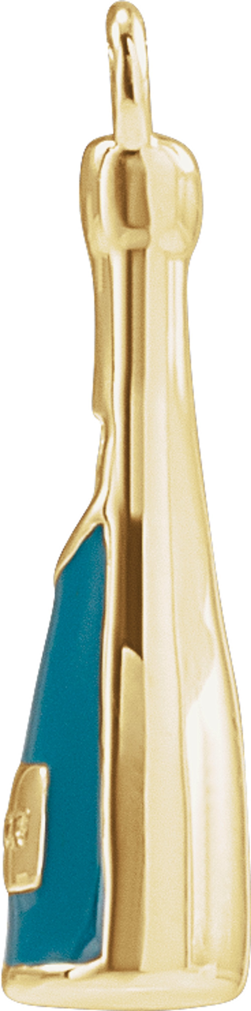 14K Yellow Petite Pavé™ .005 CT Natural Diamond Green Enamel Champagne Dangle