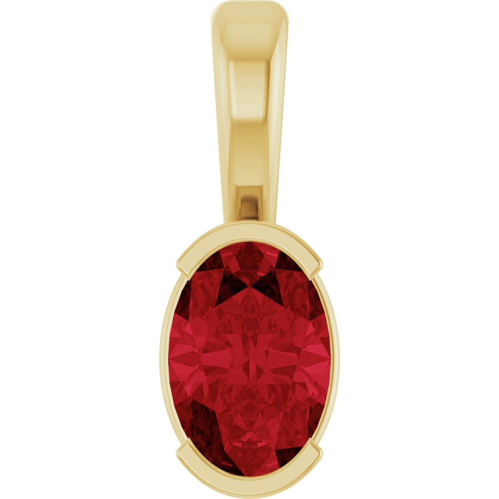 14K Yellow Gold Lab-Grown Ruby Pendant
