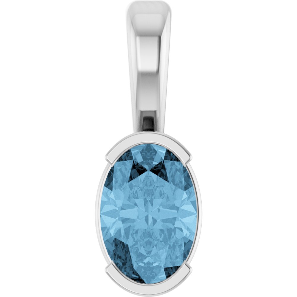 14K White Gold Natural Sky Blue Topaz Pendant