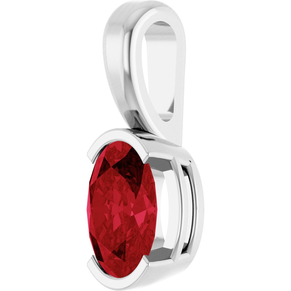 14K White Gold Lab-Grown Ruby Pendant