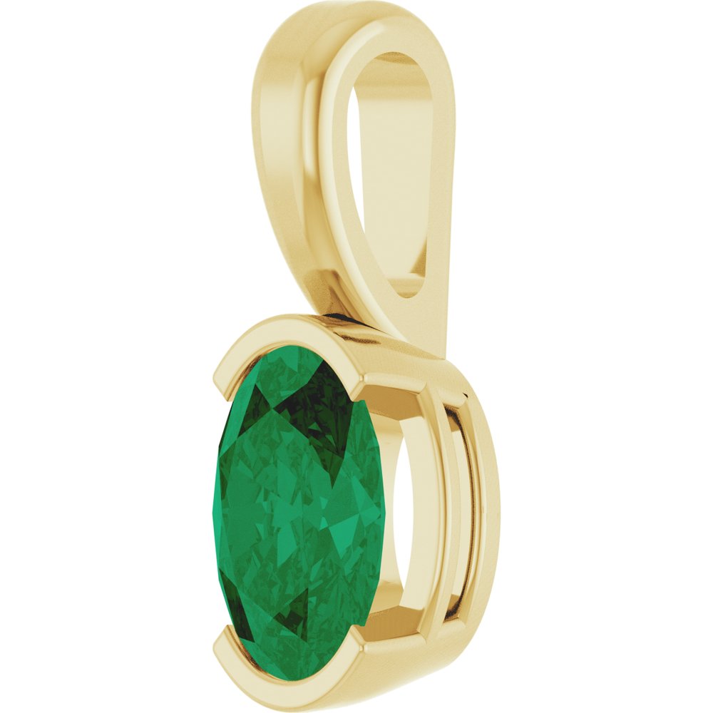14K Yellow Gold Lab-Grown Emerald Pendant