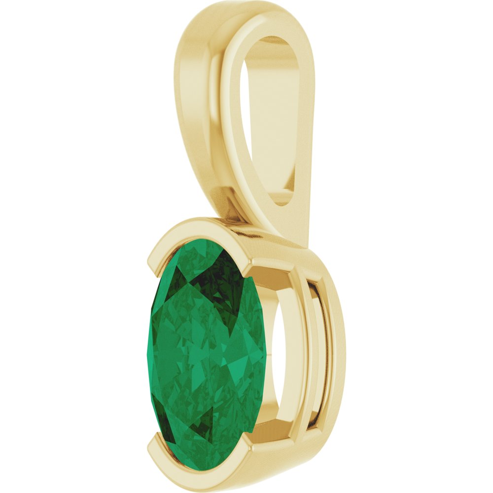 14K Yellow Gold Lab-Grown Emerald Pendant