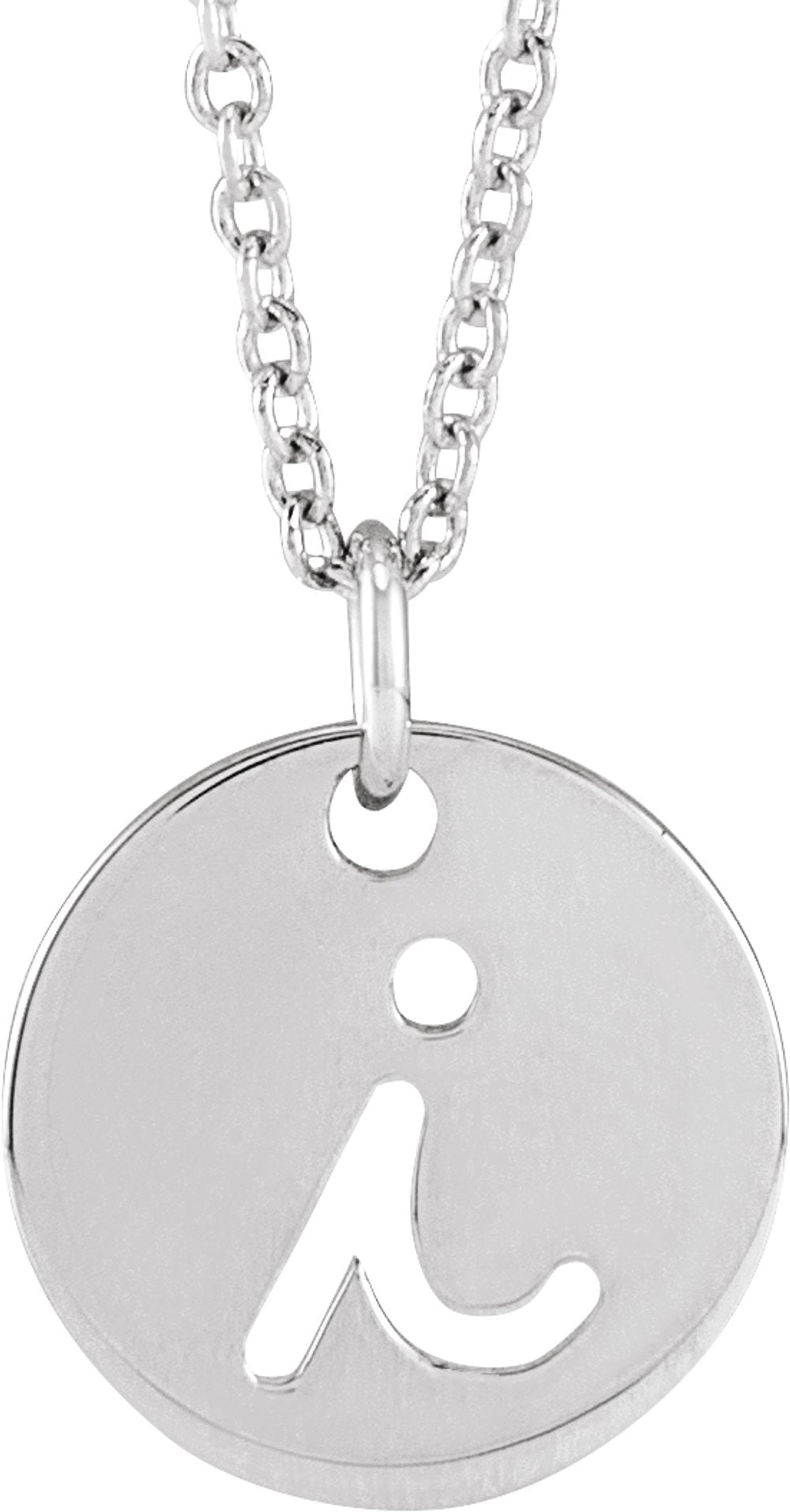 Sterling Silver Script Initial I 16-18" Necklace