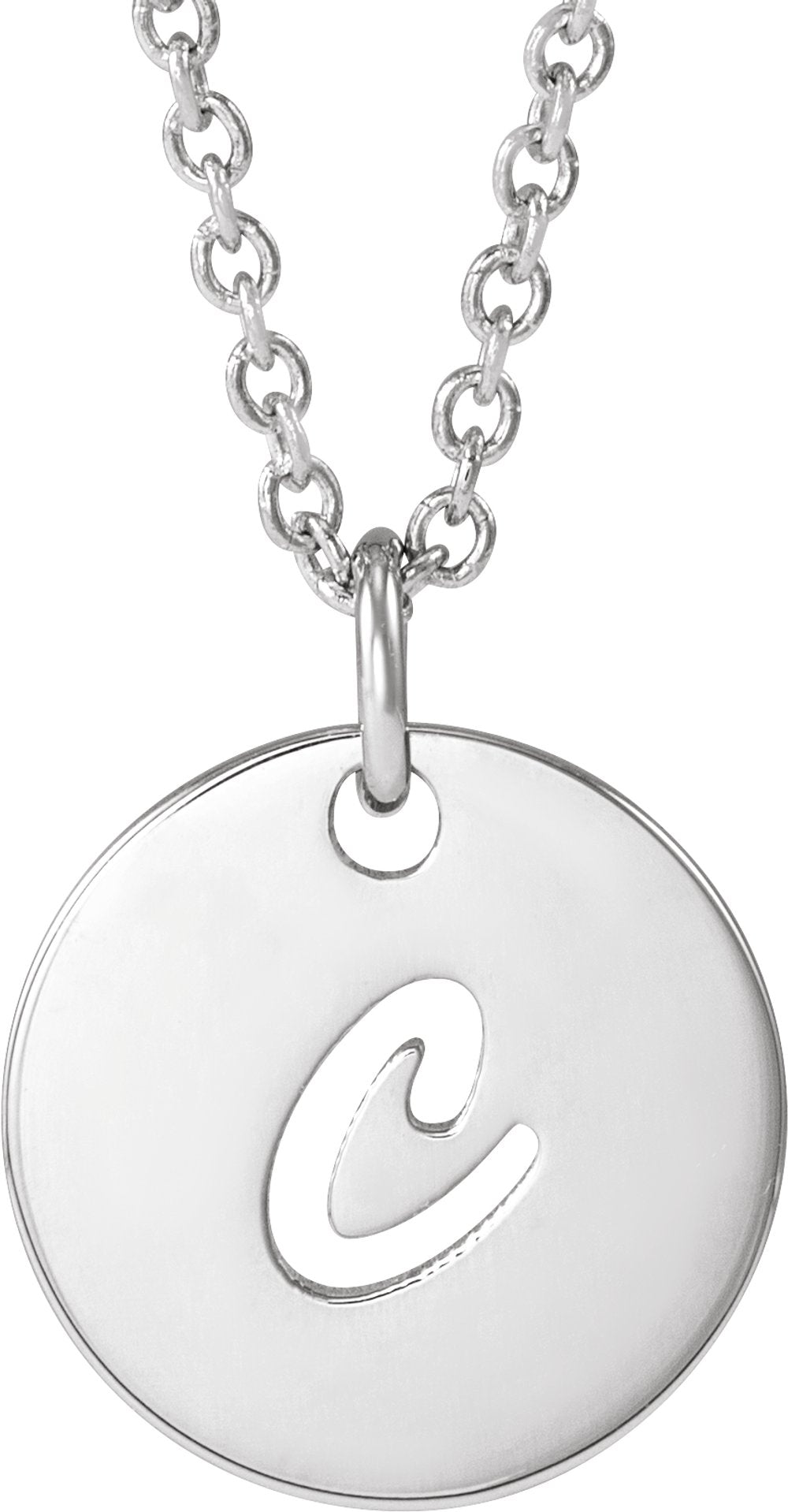 Sterling Silver Script Initial C 16-18" Necklace