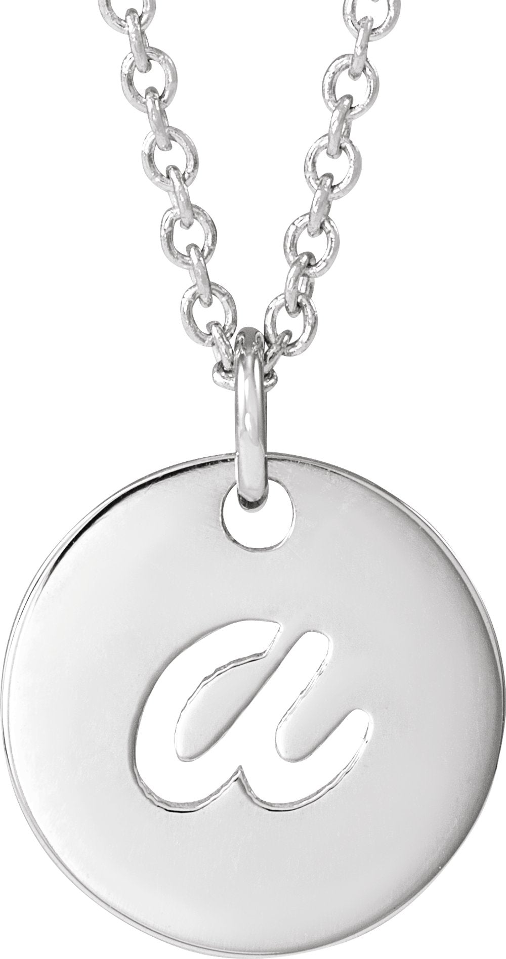14K White Script Initial A 16-18" Necklace