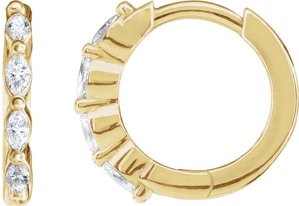 14K Yellow Gold 1/6 CTW Natural Diamond 12 mm Hoop Earrings