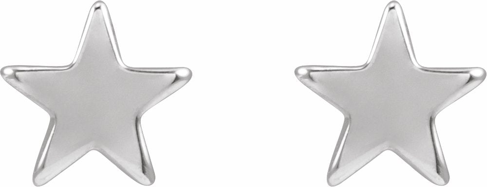 14K White 4 mm Star Friction Post & Back Earrings