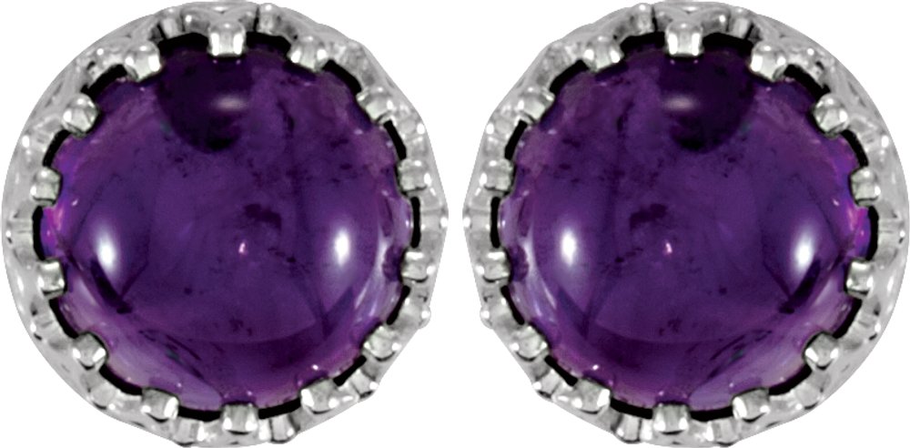Sterling Silver 8 mm Natural Amethyst Earrings