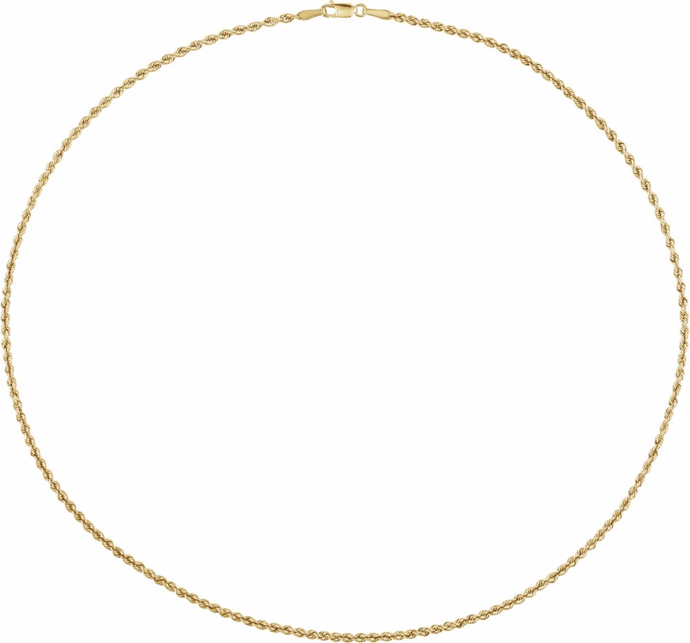 14K Yellow Gold 2 mm Hollow Rope 16" Chain