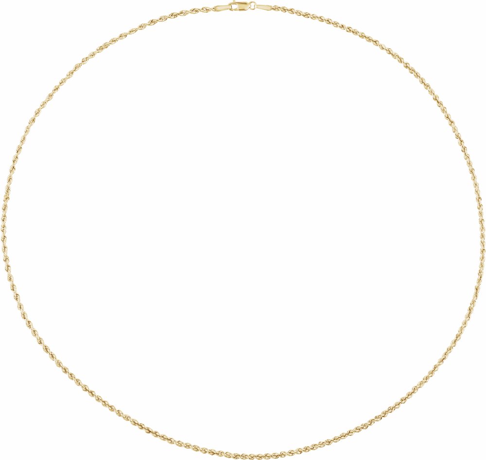 14K Yellow Gold 2 mm Hollow Rope 24" Chain