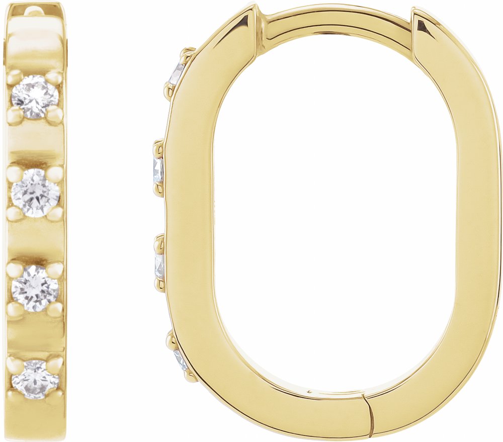 14K Yellow Gold 1/10 CTW Natural Diamond 14 mm Hoop Earrings