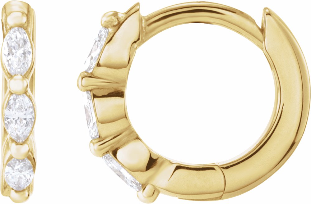 14K Yellow Gold 1/10 CTW Natural Diamond 10 mm Hoop Earrings