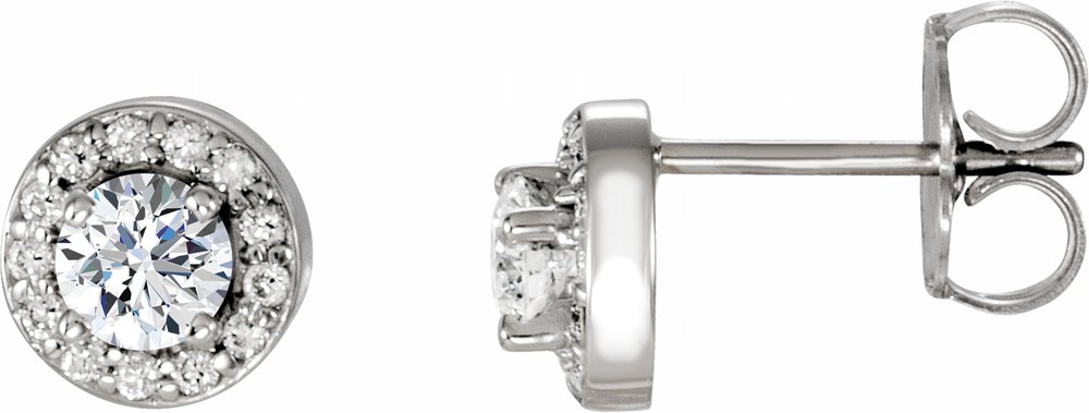 14K White Gold 3/8 CTW Natural Diamond Halo-Style Earrings