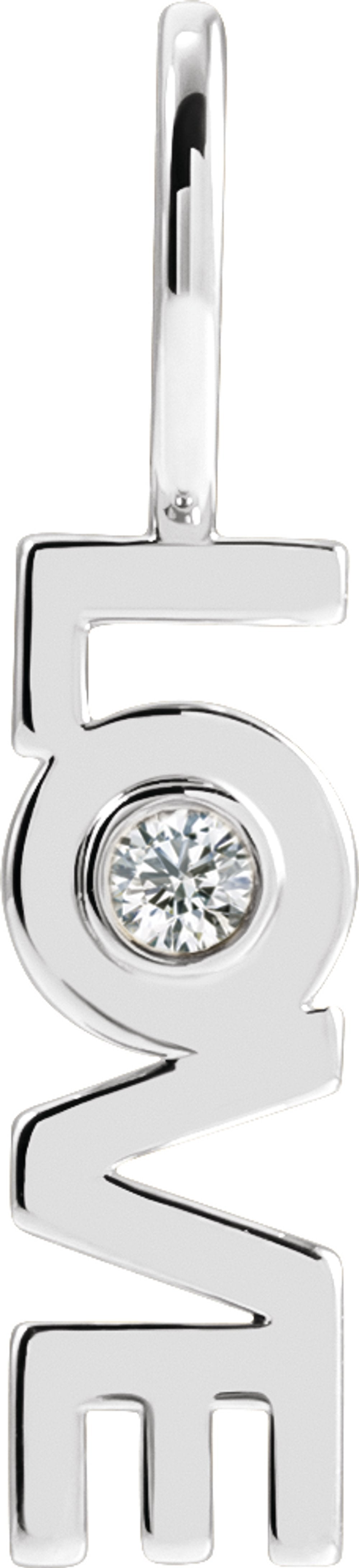 14K White Gold .03 CT Natural Diamond Love Charm/Pendant