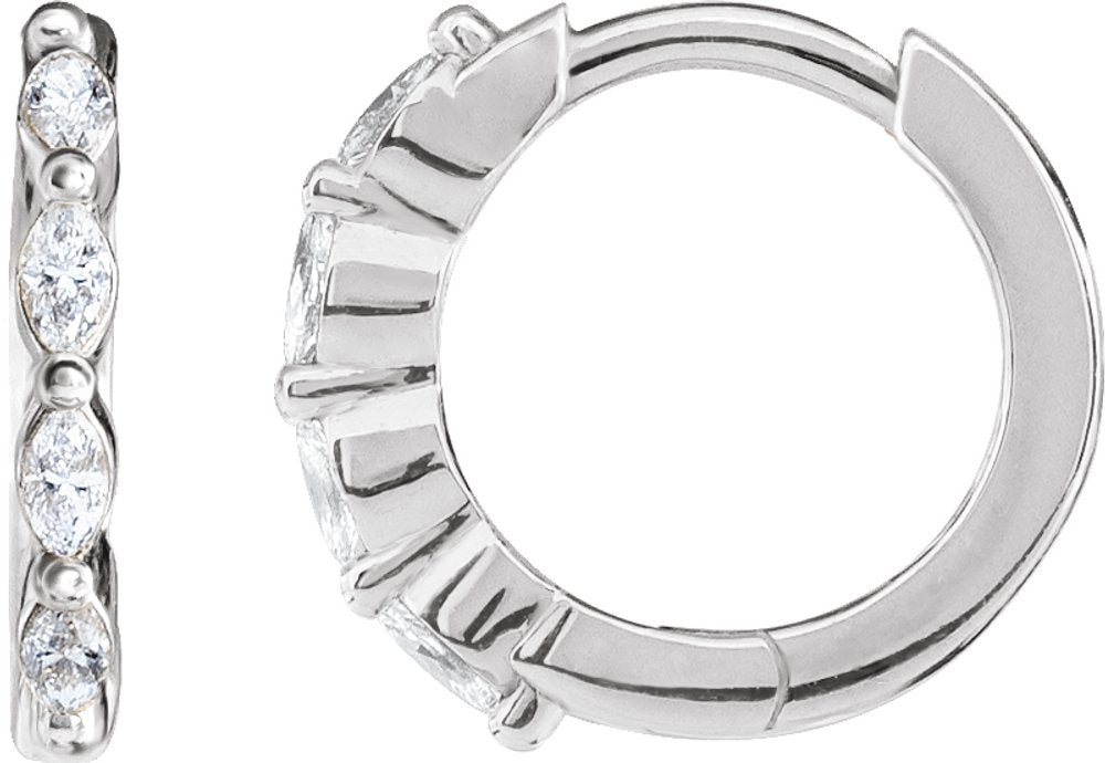 14K White Gold 1/6 CTW Natural Diamond 12 mm Hoop Earrings