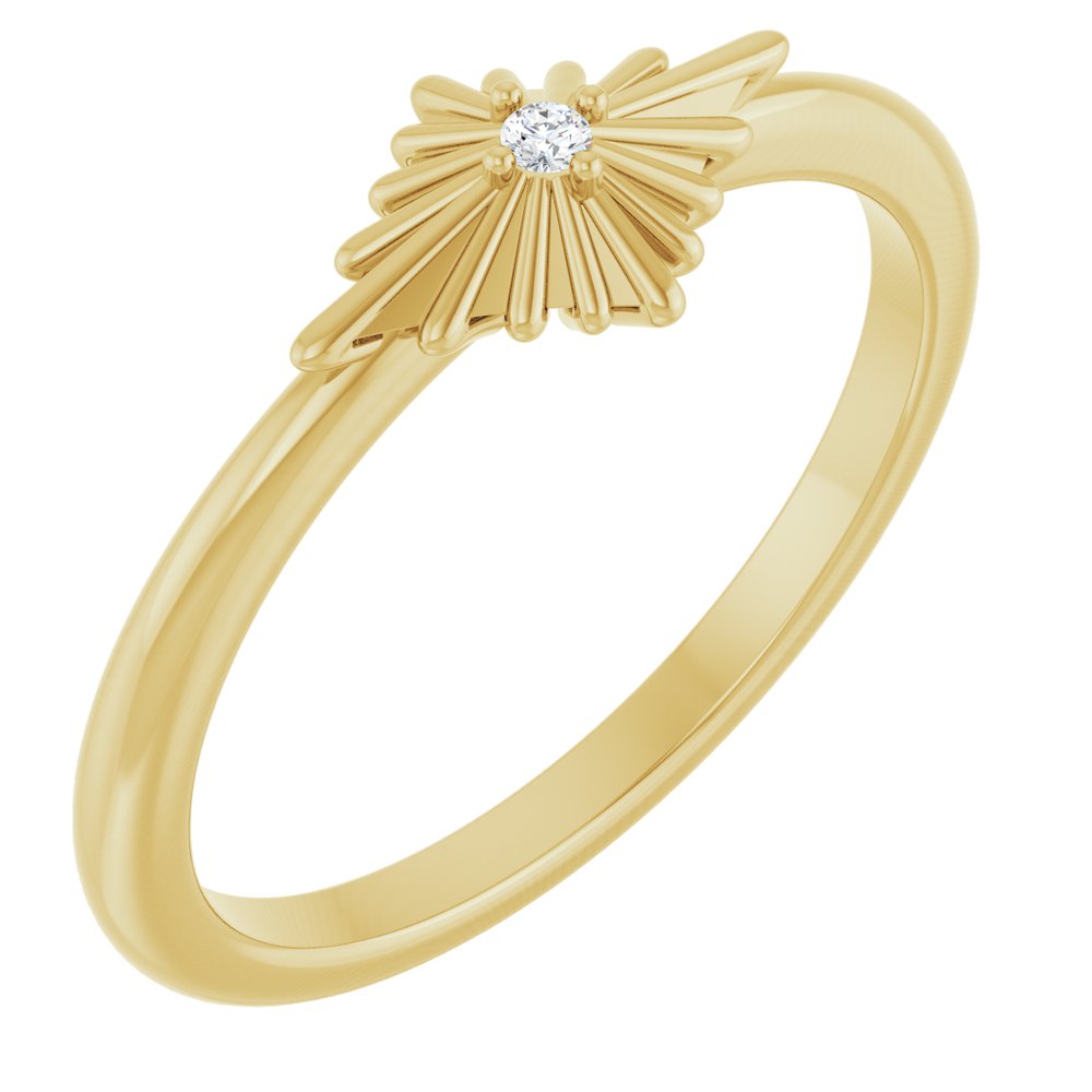 14K Yellow Gold .015 CT Natural Diamond Star Ring