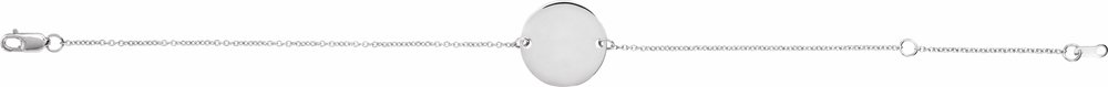 14K White Gold Engravable Disc Adjustable 6 1/2-7 1/2" Bracelet