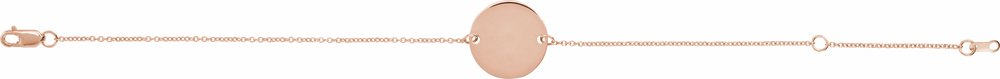 14K Rose Engravable Disc Adjustable 6 1/2-7 1/2" Bracelet