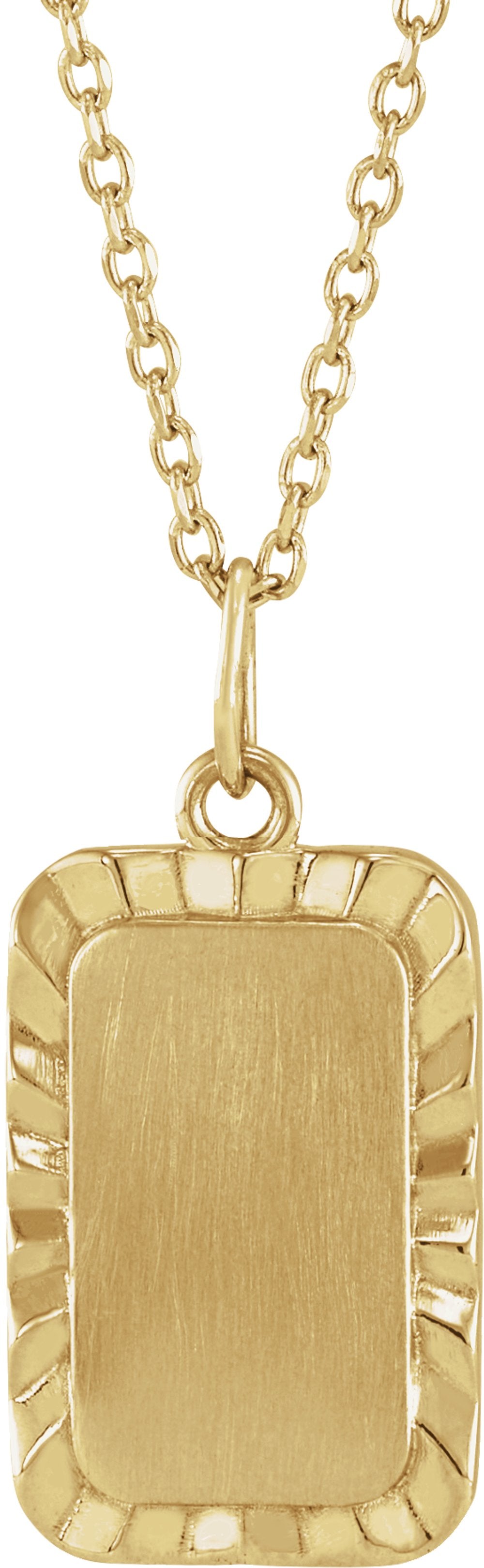 14K Yellow Gold Engravable Sunburst 16-18" Necklace