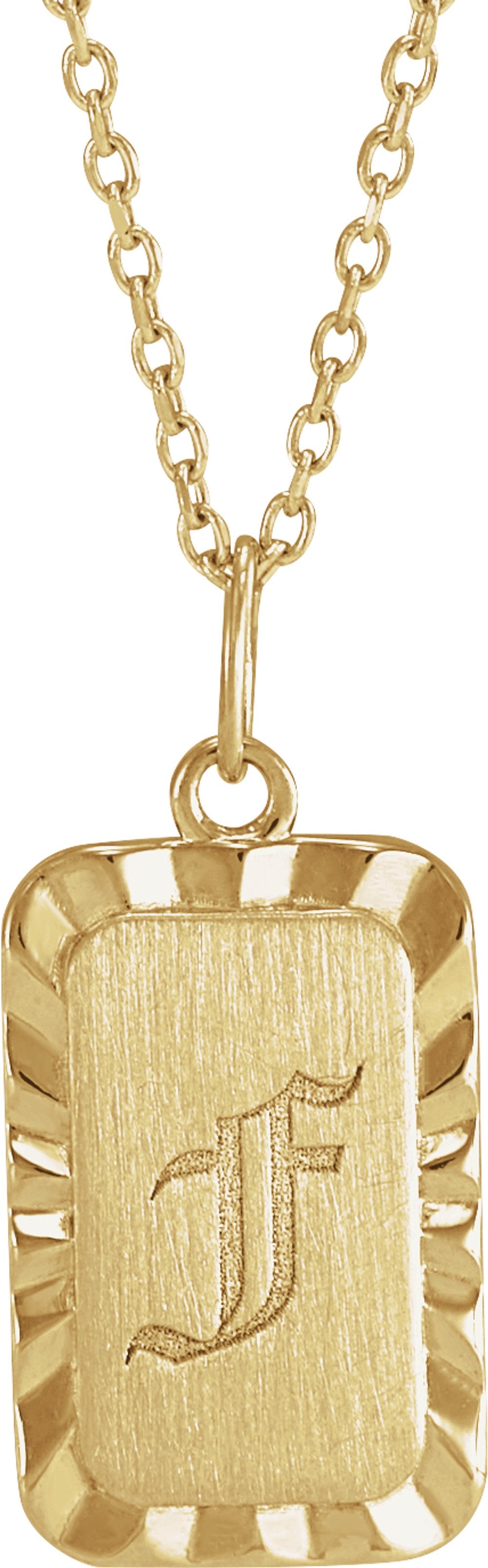 14K Yellow Gold Engravable Sunburst 16-18" Necklace