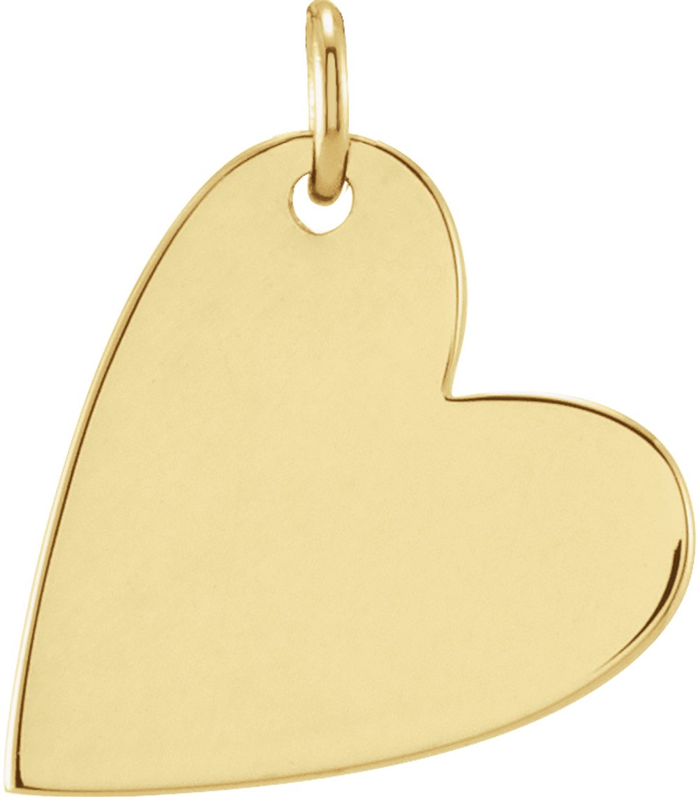 14K Yellow Gold Engravable Sideways Heart Pendant