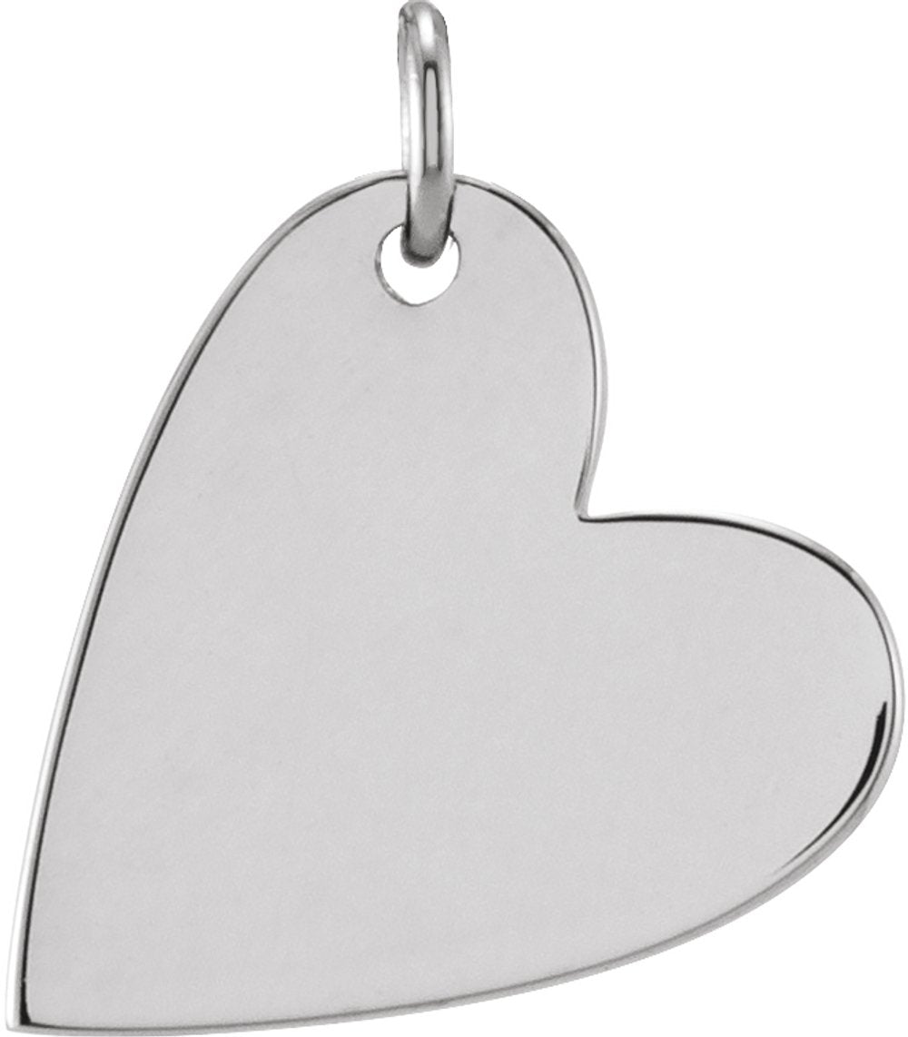 14K White Gold Engravable Sideways Heart Pendant