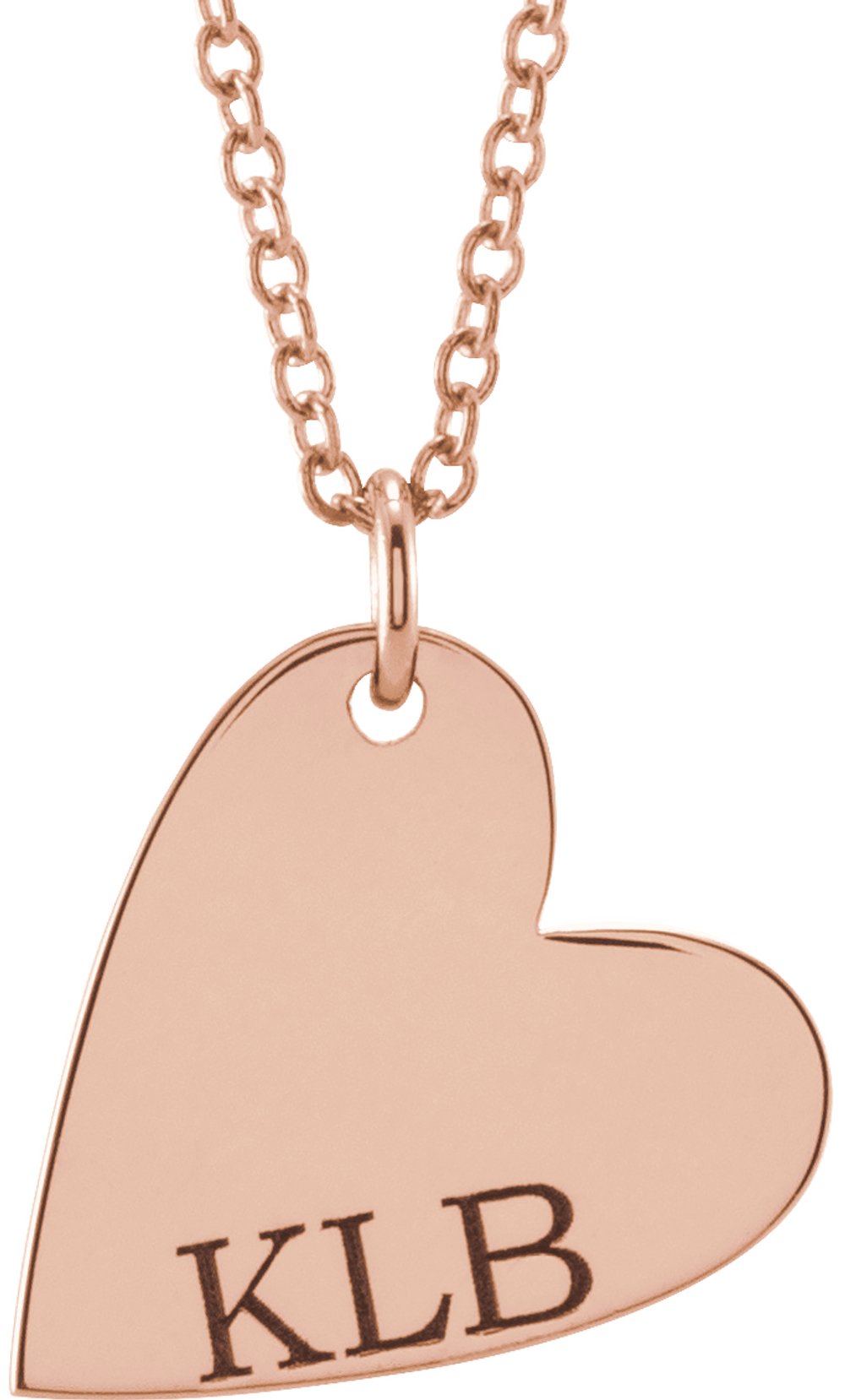 14K Rose Gold Engravable Sideways Heart 16-18" Necklace