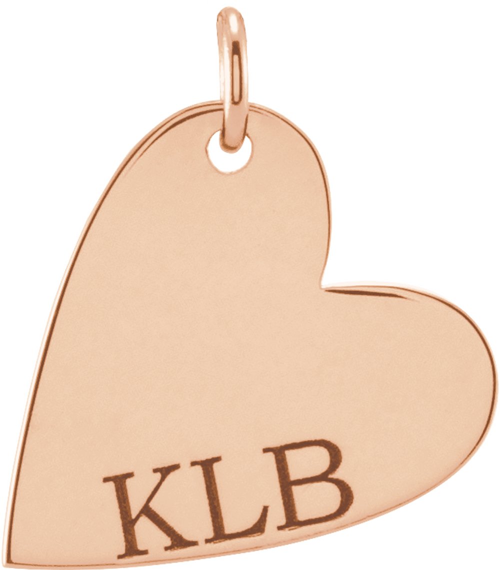 14K Rose Gold Engravable Sideways Heart Pendant