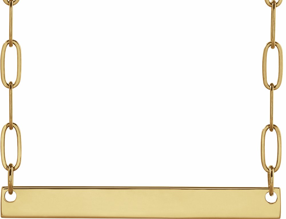 14K Yellow Gold Engravable Bar 18" Necklace