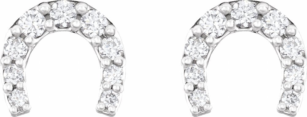 14K White Gold 1/6 CTW Natural Diamond Horseshoe Earrings