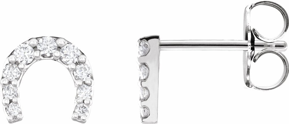14K White Gold 1/6 CTW Natural Diamond Horseshoe Earrings