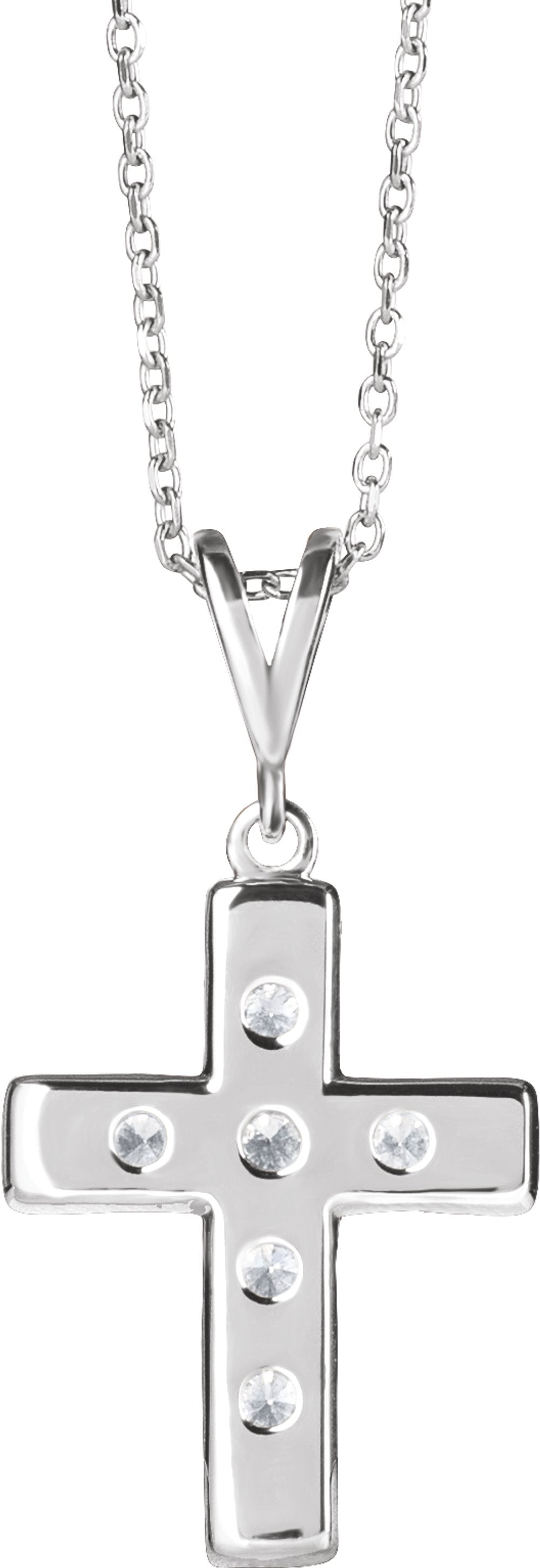 14K White Gold 1/2 CTW Natural Diamond French-Set Cross 16-18" Necklace